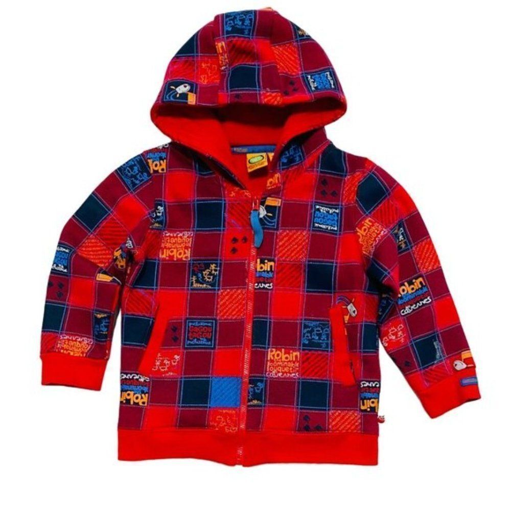 Gagou Tagou Red & Blue Zip Up Hoodie